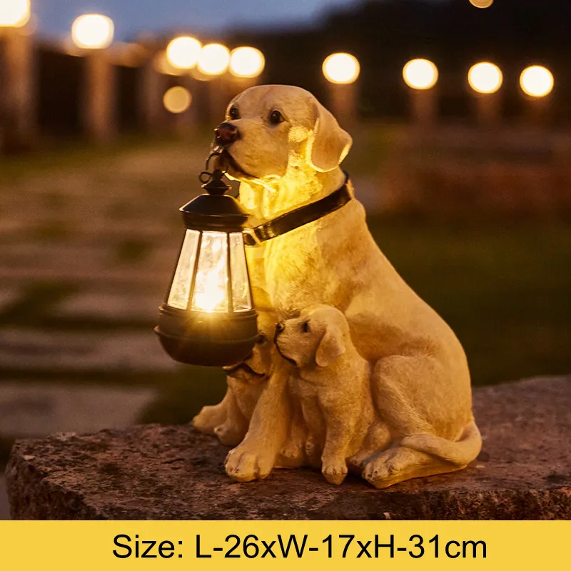 Solar-Powered Outdoor Resin Dog Statue Lamp - Image 5