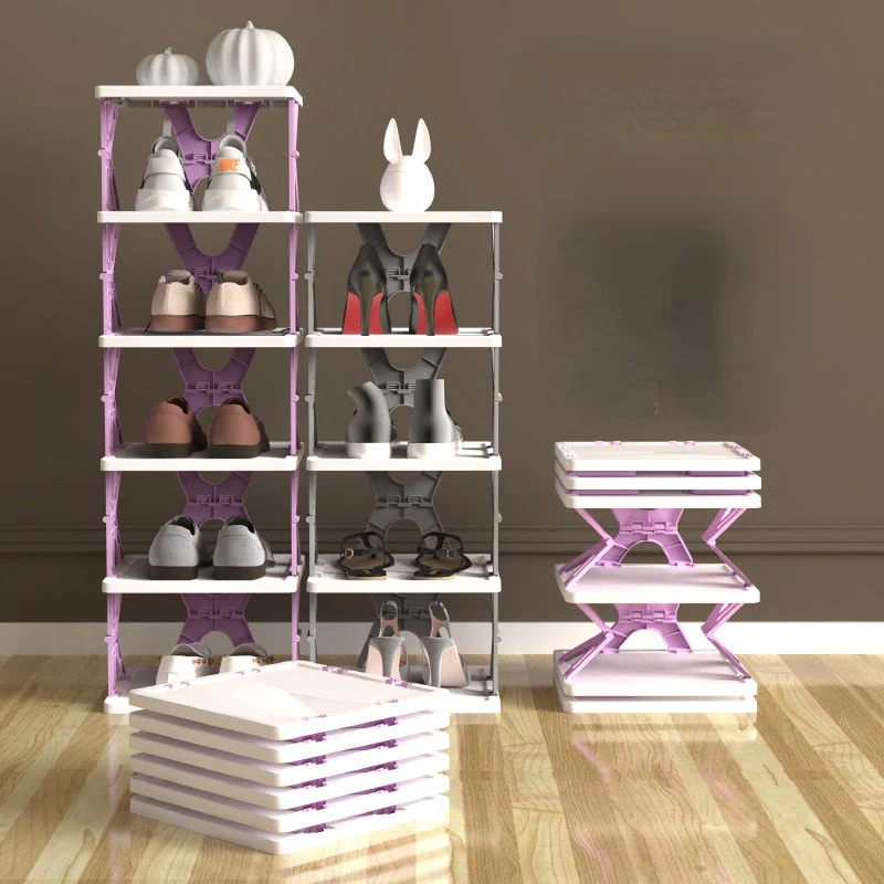 Space Saving Foldable Stackable Shoe Storage Rack - Image 4
