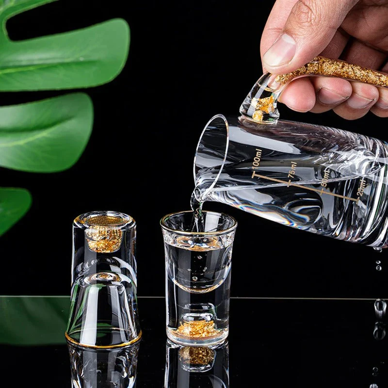 Sparkling Golden Handcrafted Drink Glassses Set - Image 3