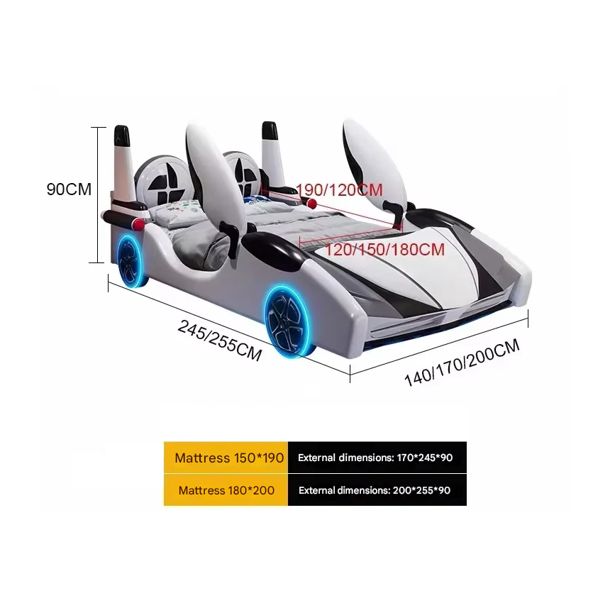 Speed Race Car LED Light Kids Bed - Image 9