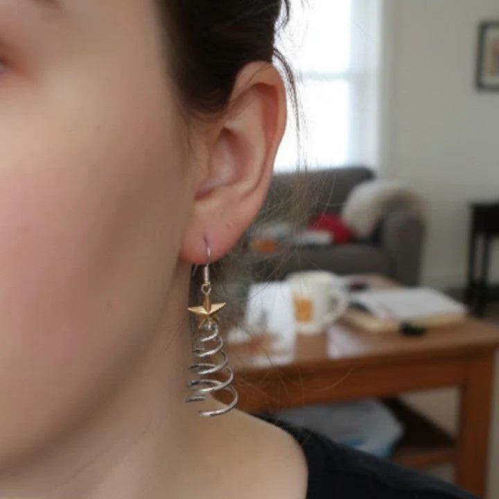 Spiral Christmas Tree Dangle Earrings - Image 5