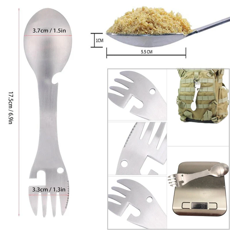Stainless Steel Multifunctional Bottle Opener Spork - Image 2