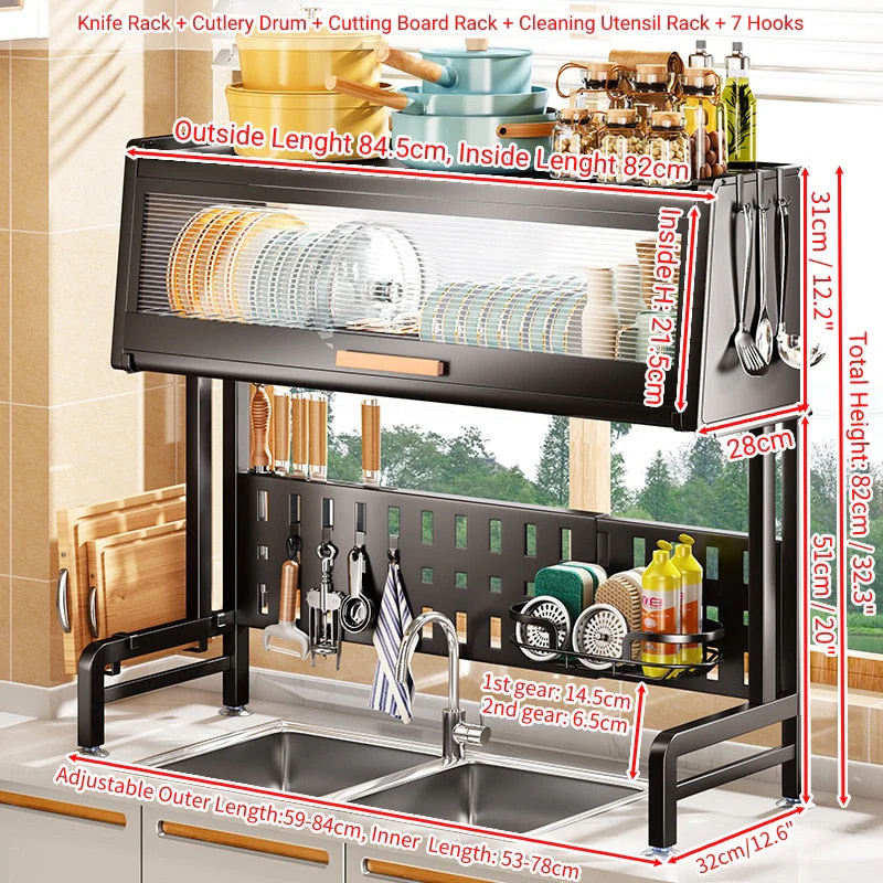 Stainless Surf Elegant Adjustable Dish Drying Rack - Image 4