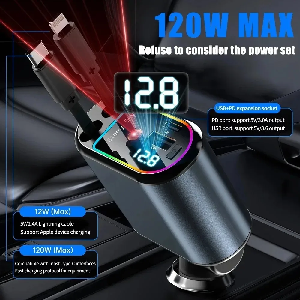Starry Sky Retractable Cable Car Projector Charger - Image 8