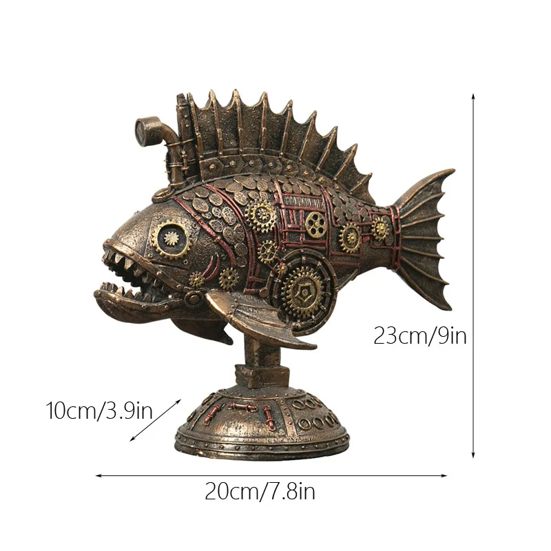 Steampunk Mechanical Blackfish Figurine - Image 6
