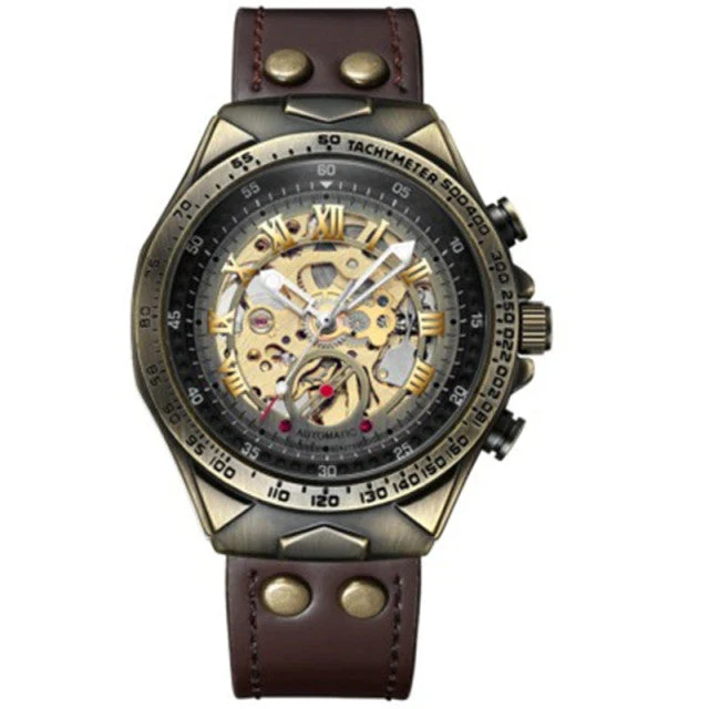 Steampunk Mechanical Retro Leather Men Watches - Image 2