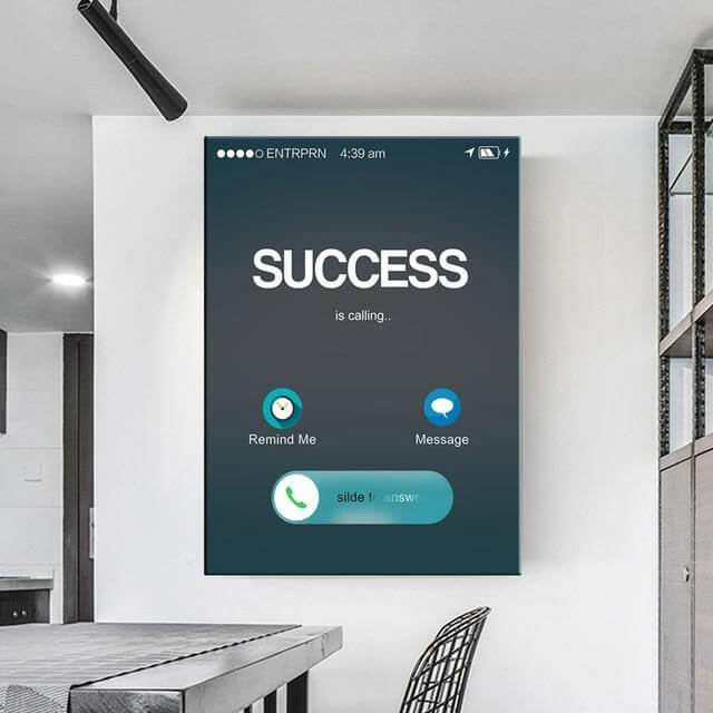 Success Is Calling Canvas Motivational Painting Poster - Image 3