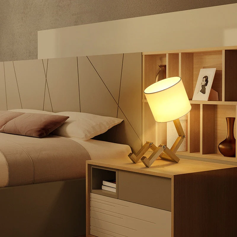 Thinker Wooden Robot Modern Night Lamp - Image 3