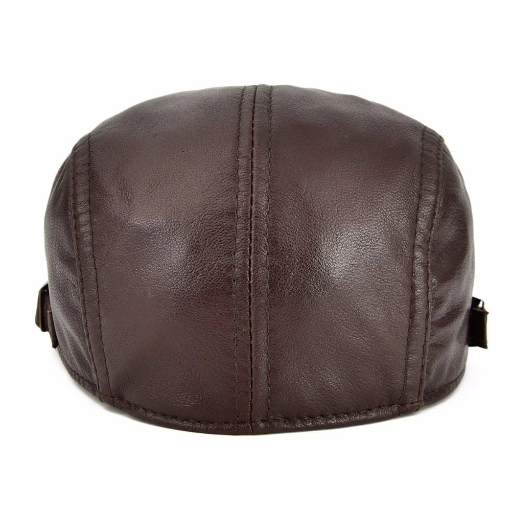 Timeless Newsboy Retro Leather Flat Cap - Image 4