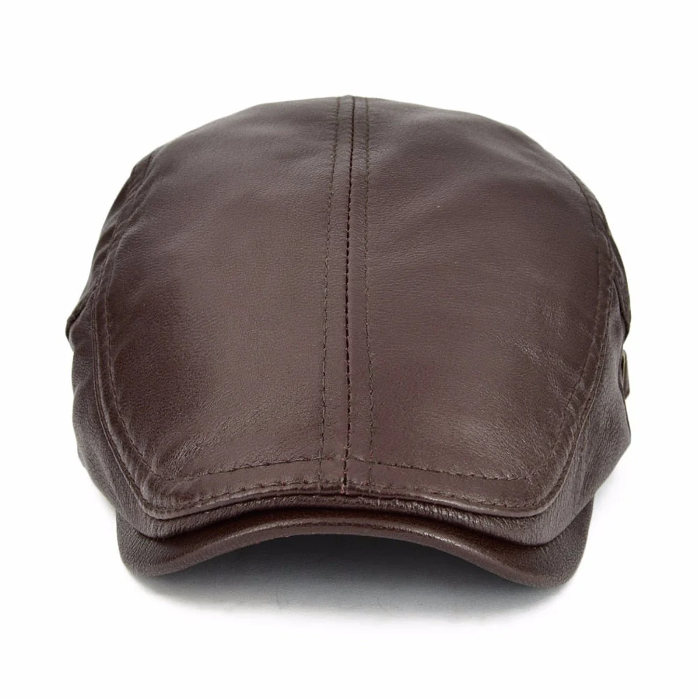 Timeless Newsboy Retro Leather Flat Cap - Image 8