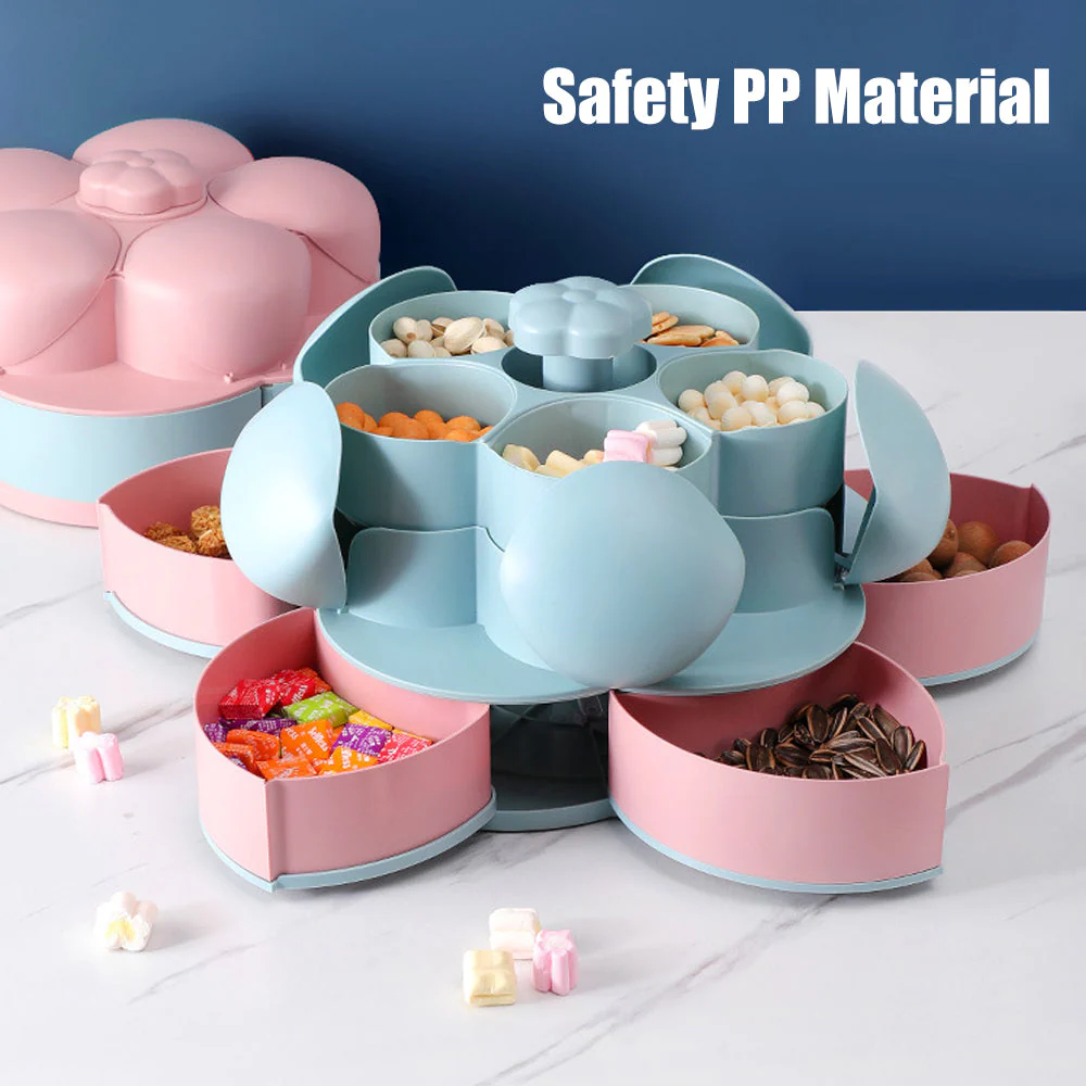 Two-Layer Rotating Flower Candy Snack Box - Image 2