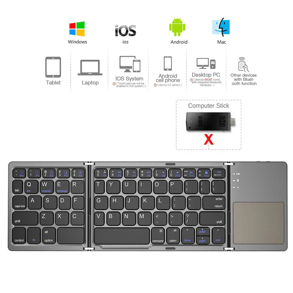 Universal Mini Foldable Wireless Keyboard with Touchpad - Image 10