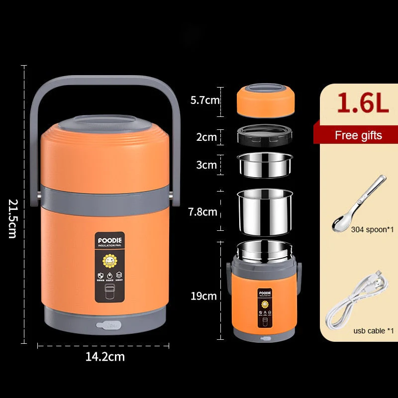 USB Heated Stainless Steel Food Warmer Lunch Box - Image 9