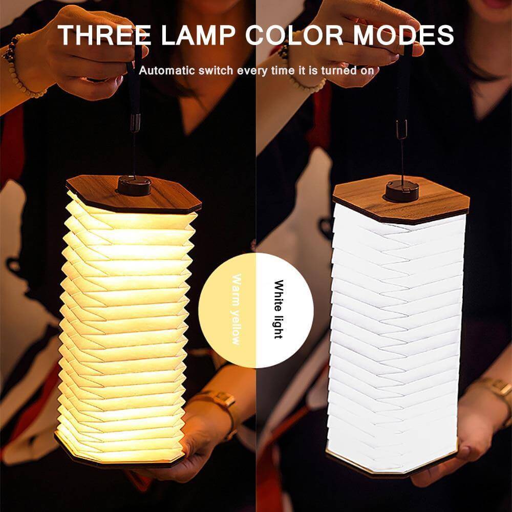 USB Rechargeable Retro Accordion Wooden LED Lamp - Image 10
