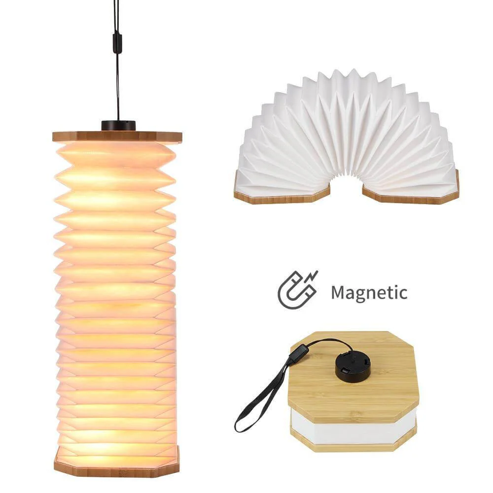 USB Rechargeable Retro Accordion Wooden LED Lamp - Image 17
