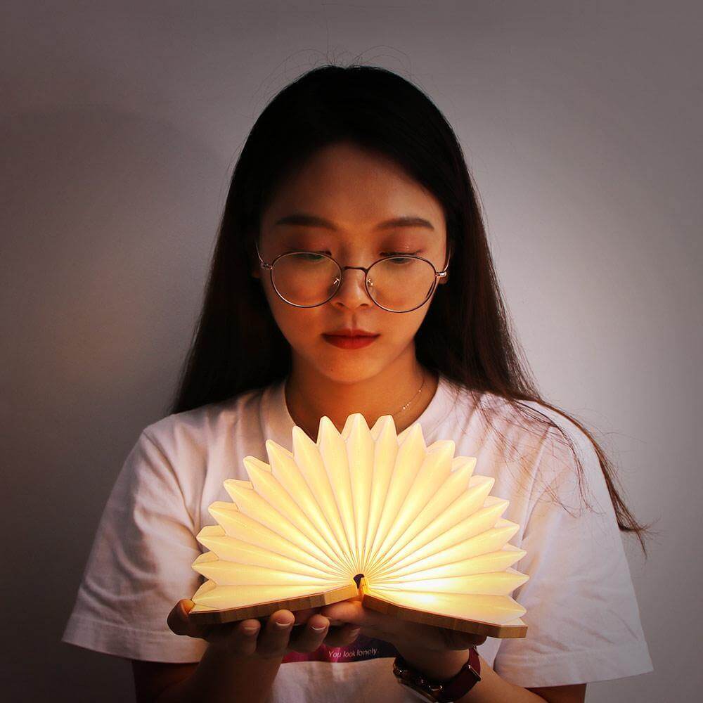 USB Rechargeable Retro Accordion Wooden LED Lamp - Image 3