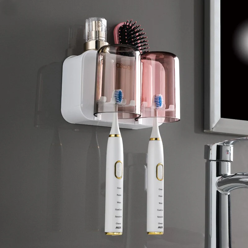 Wall-Hanging Mouthwash Cup Toothbrush Holder - Image 4