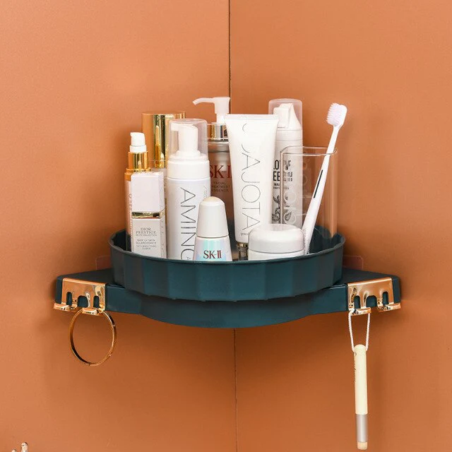 Wall-Mounted Pastel Bathroom Corner Storage Shelf - Image 4