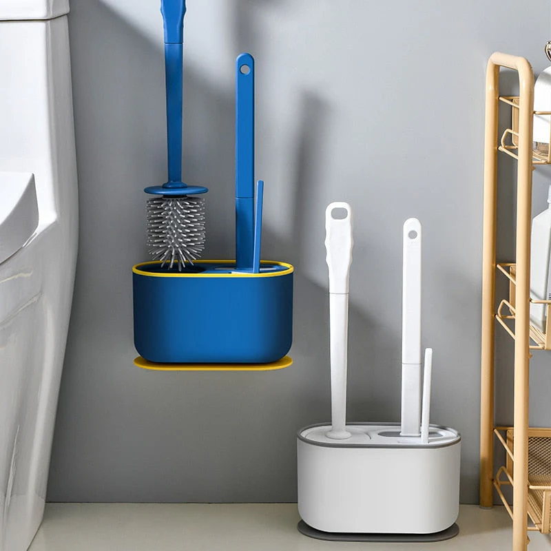 Wall-Mounted Toilet Cleaner Drainer Brush Set - Image 7