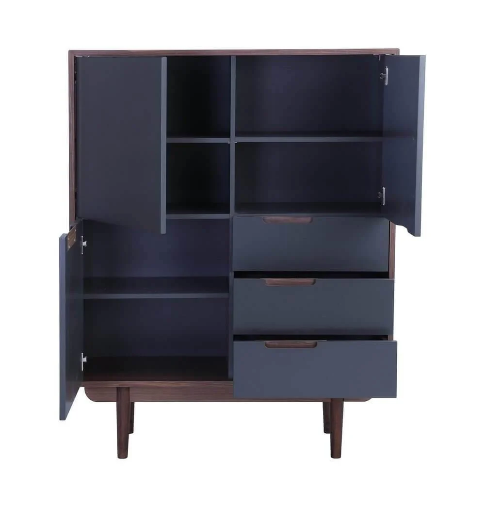 Walnut & Gunmetal Grey Tall Sideboard - Image 5
