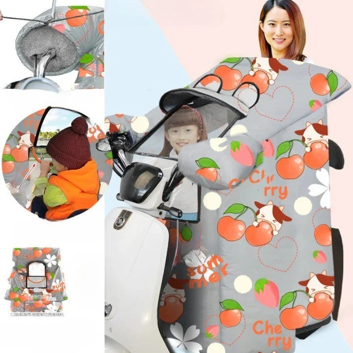 Warm Ride Thick Two-Person Motorcycle Wind Shield Coat - Image 6