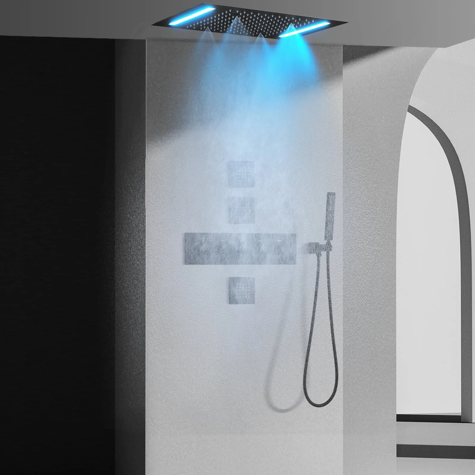 Waterfall Thermostatic Massaging Rain Shower System Set - Image 6