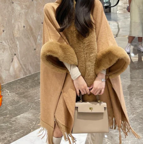 Wearable Blanket Women Lining Long Poncho - Image 6