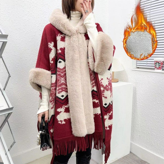 Wearable Blanket Women Lining Long Poncho - Image 8