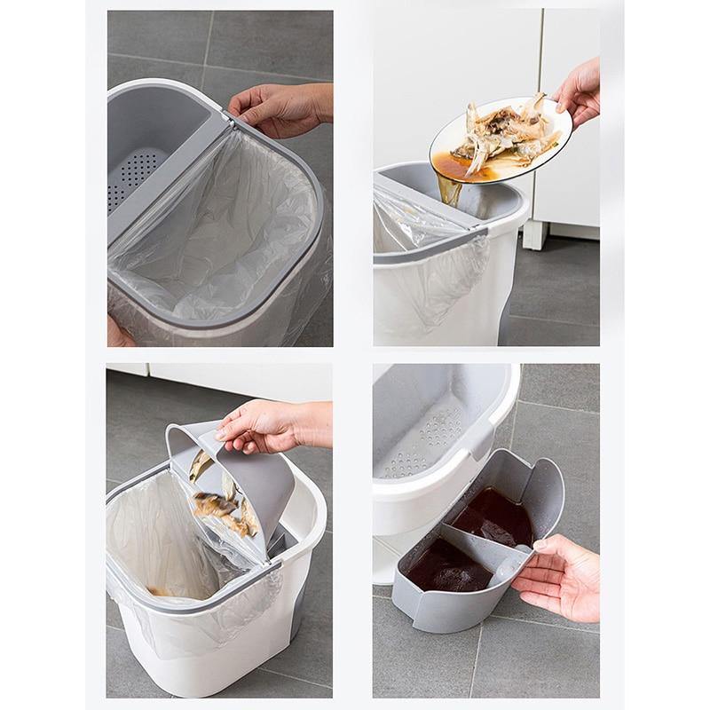 Wet-Dry Double Separator Kitchen Trash Bin - Image 5
