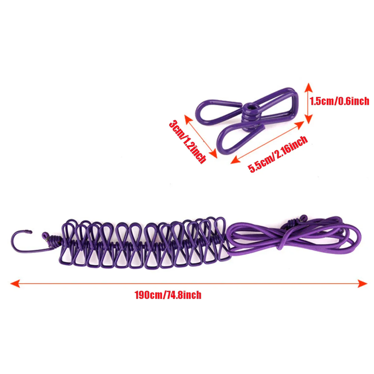 Windproof Non-Slip Elastic Multi-Clip Travel Clothesline - Image 7
