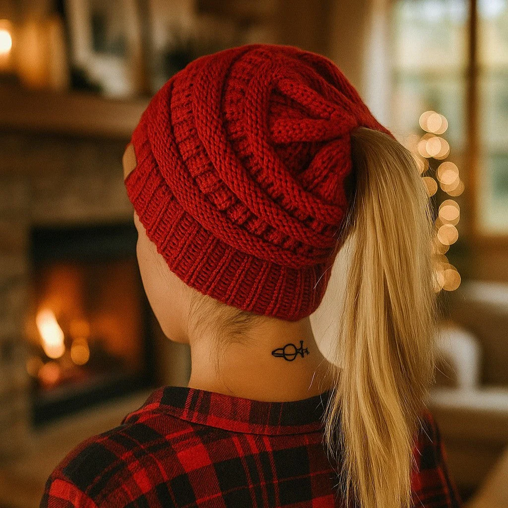 Women Baggy Warm Crochet Winter Wool Knit Ski Beanie - Image 4