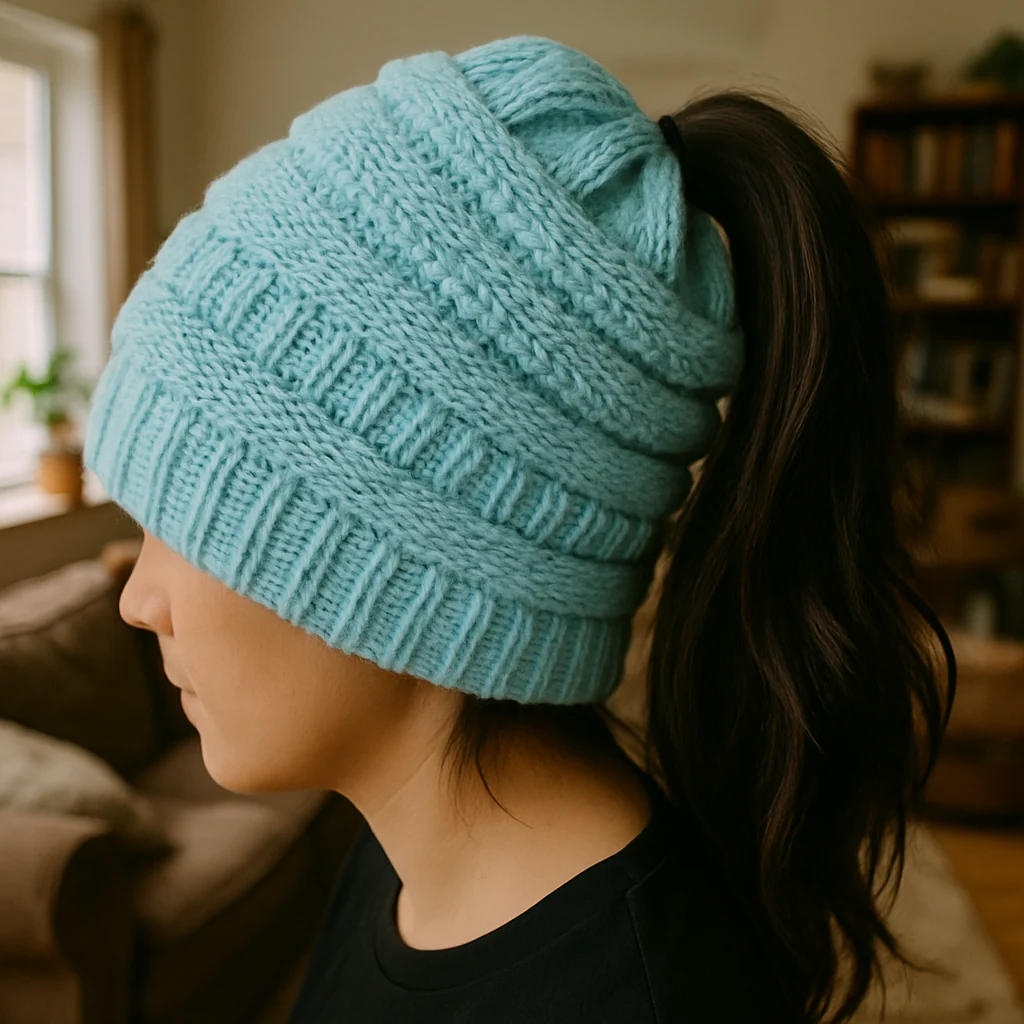 Women Baggy Warm Crochet Winter Wool Knit Ski Beanie - Image 6