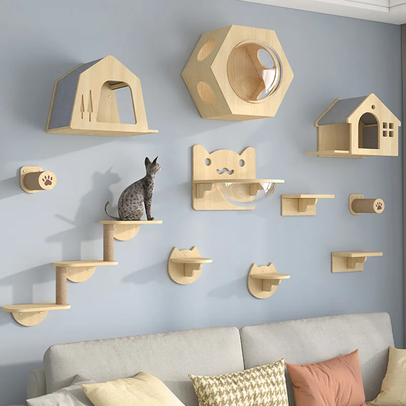 Wooden Cat Wall Climbing Platform Tower - Image 10