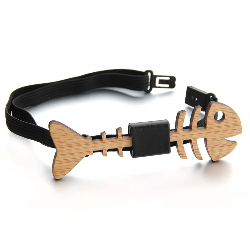 Wooden Fish Skeleton Men Bow Tie - Image 2