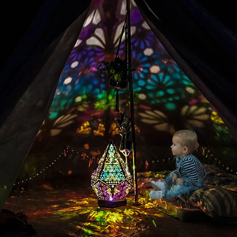 Wooden Hollow LED Atmosphere Night Lamp Projector - Image 3