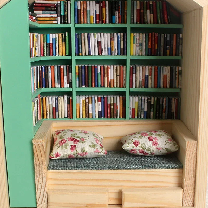 Wooden Library House Reading Nook Miniature - Image 5