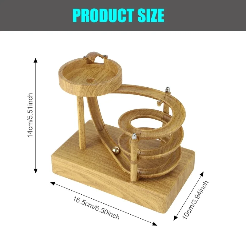 Wooden Perpetual Spiral Motion Kinetic Ball Roller Science Toy - Image 7