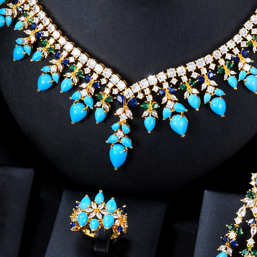 Zircon Crystal Turquoise Luxury African Jewelry Gift Set - Image 2
