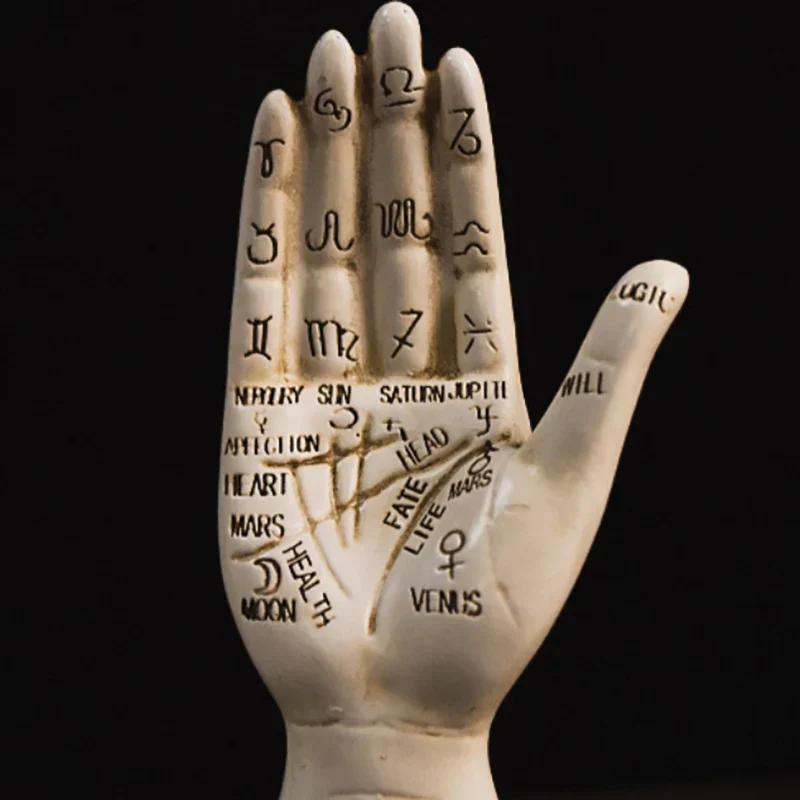 Zodiac Symbols Mystic Palmistry Hand Sculpture - Image 2